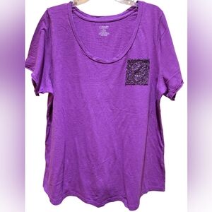 LaneBryant Tee With Sequin Pocket 22/24 EUC